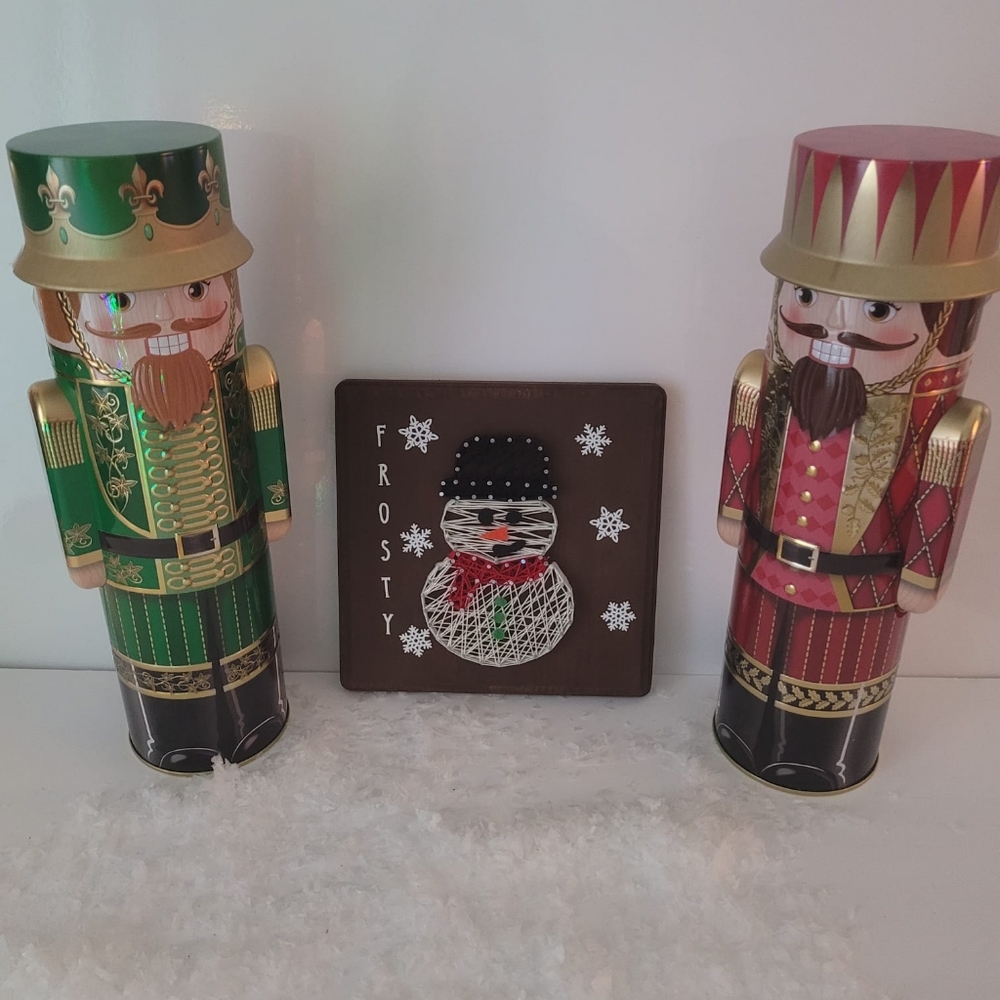 HANDMADE Christmas string art decor piece, Frosty, one of a kind.